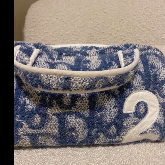 Authentic Vintage christian dior monogram terry cloth towel bag in blue - Picture 9 of 11